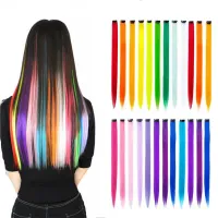 Synthetic Clip On Hair Extension Color Ombre Straight Hair Extension Clip In Hairpiece High Temperature Faber Hair