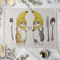 Placemat สำหรับโต๊ะรับประทานอาหารแมวน่ารักการ์ตูนสัตว์ Mat Coaster Creative พิมพ์ทนความร้อนห้องครัวอุปกรณ์รับประทานอาหาร Hot Pad