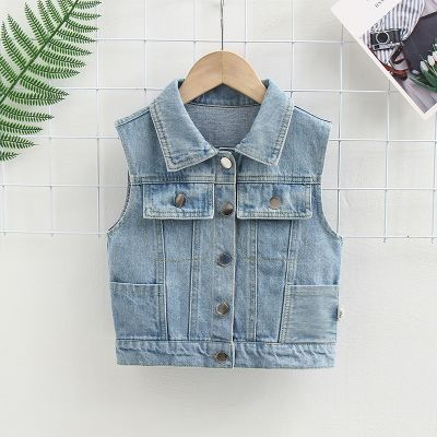 （Good baby store） New Boy Denim Vest Spring Autumn Broken Hole Style Kids Boy Waistcoat Kids Boy Clothes Baby Jeans Jacket For 2-7T Outerwear