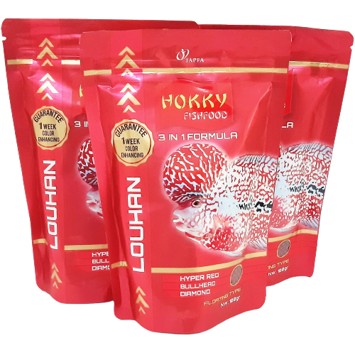 PAKAN IKAN LOUHAN HOKKY 3 IN 1 FORMULA PELET LOUHAN 100GR FLOATING TYPE
