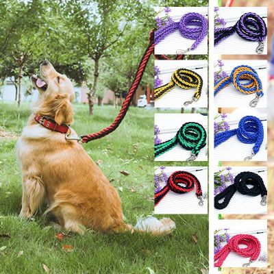 Nylon braided eight-strand Dog Harness Leash For  Large Dogs Leads Pet Training Running  Safety solid Dog Leash Ropes Supplies Leashes