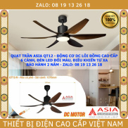 Quạt trần 6 cánh, có đèn Led, ASIA QT12 MÀU NÂU, động cơ DC Cao Cấp