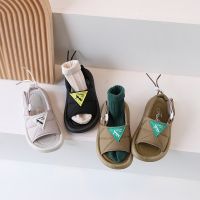 Children Beach Sandals Fabric Leisure Hook-loop Unisex Boys Girls Sliders for Summer Handsome 23-36 Chunky Comfy Kids Shoes