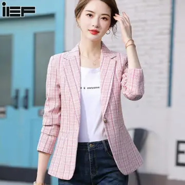 Áo khoác blazer kẻ caro nữ LYRA, áo cổ vest form rộng dài tay phong cách  Hàn Quốc-VSYAK0040 - Áo vest, blazer nữ | ThờiTrangNữ.vn