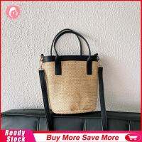 กระเป๋าฟางสะพายไหล่ถังแฟชั่นสำหรับผู้หญิงผู้หญิงทอ PU Totes Crossbody