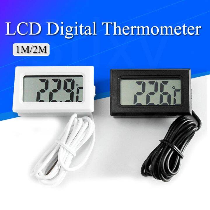 Mini LCD Digital Thermometer Hygrometer Temperature Indoor Convenient  Temperature Sensor Humidity Meter Gauge Instruments Cable (Black)