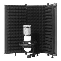 Foldable Microphone Isolation Shield with Mic Threaded Mount High Density Absorbing Foam Front &amp; Vented Metal Back Plate