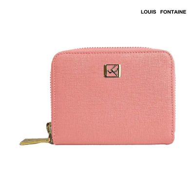 Louis Fontaine กระเป๋าสตางค์พับสั้น ซิปรอบ รุ่น Lucky - สีชมพู