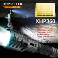 XHP360ไฟฉายพลังแอลอีดีสูง36-Core ซูมได้ทางยุทธวิธีไฟฉาย USB กล้องส่องทางไกลเพื่อป้องกันตัวเองด้วยไฟฉาย26650 Mah 5200Mah