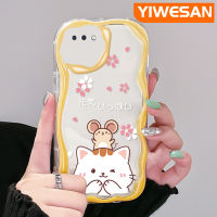 YIWESAN เคสสำหรับ OPPO Realme A5 A3s เคส C1 2018ลายการ์ตูนรูปหนูแมวพลังเนื้อครีมกันกระแทกแบบใสนิ่มเคสมือถือโปร่งใสลายกล้องถ่ายรูปที่สร้างสรรค์เคสซิลิกาเจลฝาครอบป้องกัน