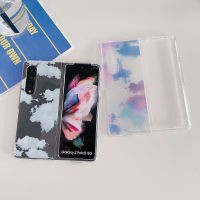 สำหรับ Samsung Z พับ4เคสโทรศัพท์สำหรับ Samsung Z Fold 3 Z Fold 4 Cloud Planet ฝาหลังแข็งกันแรงกระแทกโปร่งใส