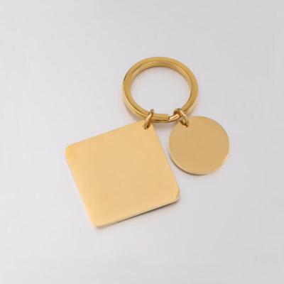 10PcsLot Mirror Polished Stainless Steel Key Chain Hanging Keyring With Square Round Pendant For DIY Jewelry Making Keychains
