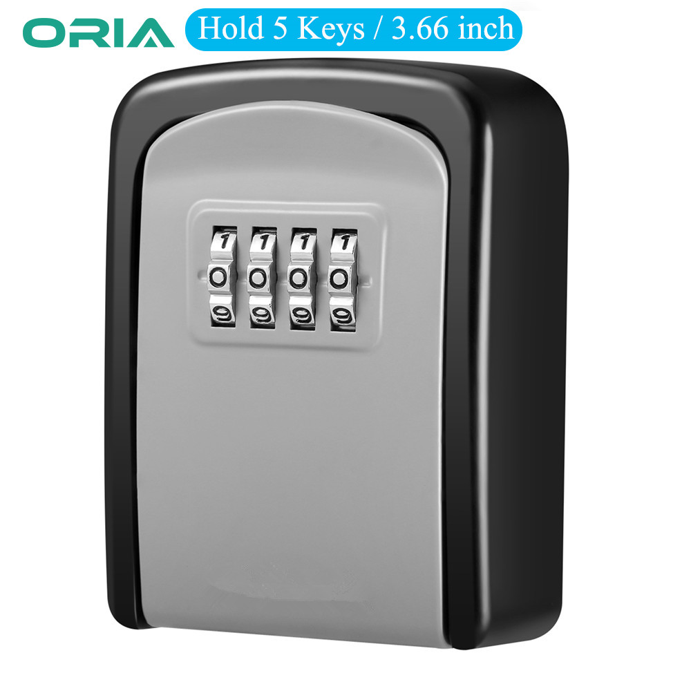Combination Lock Box Wall Mount Perfect for Indoor and Outdoor Key Lock Box with 4 Digit ORIA Key Storage Lock Box Key Safe Holds 5 Keys 
