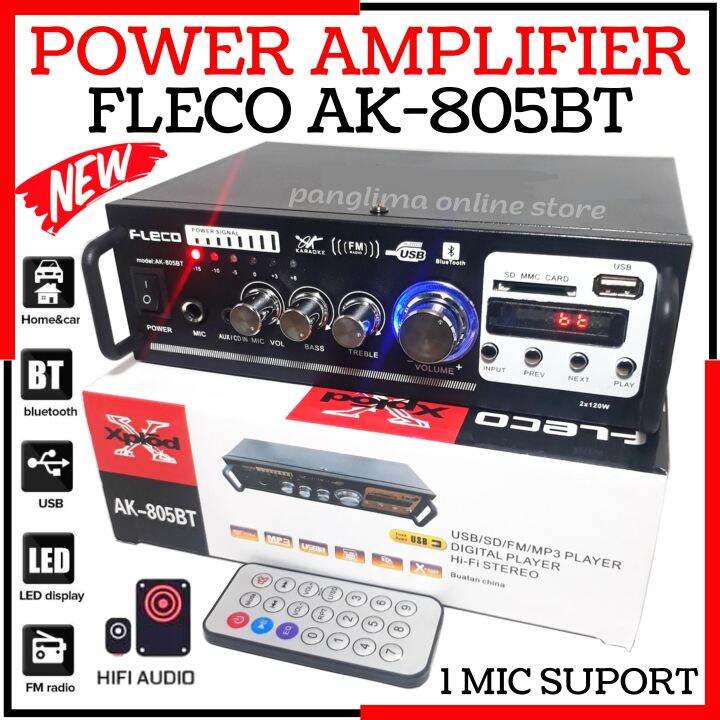 [ TERMURAH ] Power Amplifier FLECO AK-805BT Bluetooth + Stereo ...