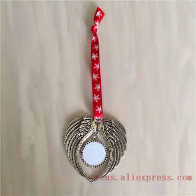 sublimation christmas ornament charm angel wings shape blank heart transfer printing consumables supplies 15pieceslot