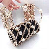 Fashion Party Clutch Pearl Chain Bag Crossbody Dinner Bag Diamond-Embedded Portable Net Red Bird Cage Bag