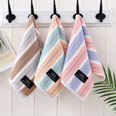 1Pc 25x50cm Rainbow Striped 100% Cotton Square Thicken Absorbent Home Bathroom Family Face Towel