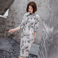 CW】2022 Summer New Improved Modern Medium Long Fresh Cheongsam Little Girl Daily White Qipao Asian Oriental Dresses for Women.