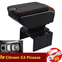 For Citroen C4 Picasso  armrest box Double doors open 7USB Centre Console Storage Box Arm Rest Pipe Fittings Accessories