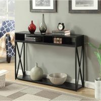 Tucson Deluxe 2 Tier Console Table  Black Entryway Table  Console Table for Hallway Console Furniture Edge Corner Guards