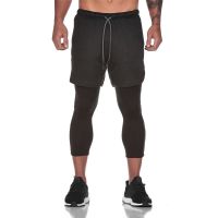 CODai424839 Running Shorts Mens Leggings and shorts 2 in 1 Double layer Gym Fitness Sports Shorts with Pocket