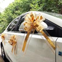 【CW】 10pcs Golden Pull Bow Tulle Ribbon Bows Wedding Party Cars Birthday Christmas Presents Gift Decoration Gold Bowknot