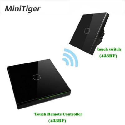 ☋ Minitiger EU Standard 1/2/3 Gang 2 Way 433mhz Wireless Remote Wall Light Touch Switch Wireless Stick Remote Touch Switch