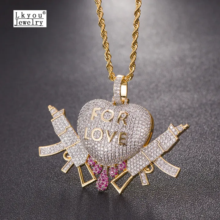 Lkyou หัวใจ Drip Love สร้อยคอผู้ชายฮิปฮอปเครื่องประดับสำหรับของขวัญ