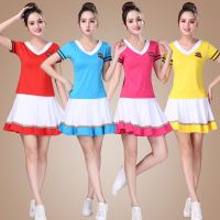 ♙✣◊ Square Dance Clothing Summer New Short-Sleeved Sports Dress Fitness Gymnastics Team Performance Clothing Shuffling Dance Performance Clothing