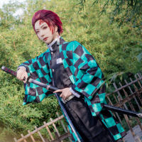 Tanjirou คอสเพลย์อะนิเมะ Demônio Slayer Kimetsu ไม่มี Yaiba Kamado Tanjirou คอสเพลย์ Traje Uniforme Seleca Máscara Props ชุดฮาโลวีน