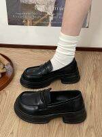 ◎ Black British style small leather shoes womens spring and autumn 2023 new Japanese jk all-match thick-soled thick-heeled non-slip loafers