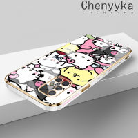 Chenyyka เคสโทรศัพท์ปลอกสำหรับ Samsung Galaxy A71 4G ลายการ์ตูนเฮลโลคิตตี้ A70ใหม่บางหรูหราชุบเคสโทรศัพท์คลุมทั้งหมดป้องกันเลนส์กล้องเคสซิลิโคนนิ่มเคสกันกระแทก