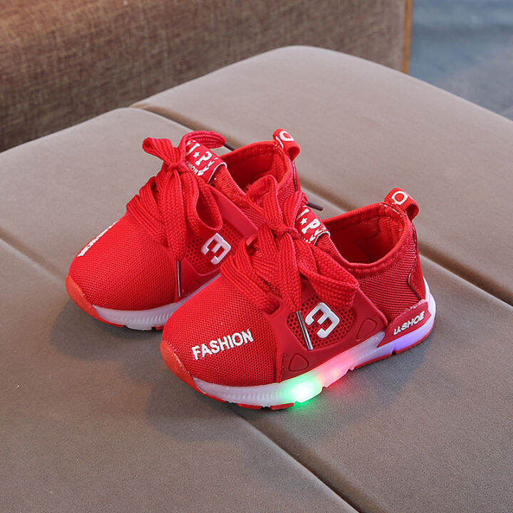 [Ready Stock]Bright Shoes Boys and Girls Luminous Sneakers Casual Shoes