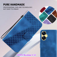 เคสหนังแบบฝาพับสำหรับ Realme OPPO ที่ C55เคสหนังโทรศัพท์มือถือที่ใส่การ์ดแบบนูนกรณีโทรศัพท์แบบดิจิตอล Lite