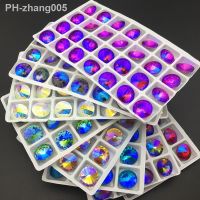 AB Colors 6mm 8mm 10mm 12mm 14mm 16mm Rivoli round shape Pointback Glass Crystal Glue on rhinestone beads accessories diy trim