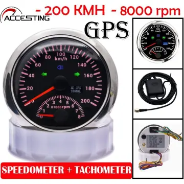 GPS Speedometer 85mm 200km/h GPS Odometer 0‑8000rpm Tachometer