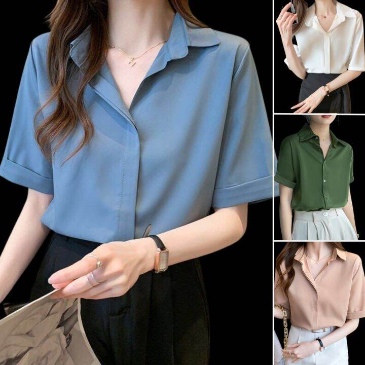Áo Sơ Mi Nữ Tay Lỡ Lên Lai Kiểu Dấu Nút Mã Jq37 Thời Trang Phong Cách Hàn  Quốc | Lazada.Vn