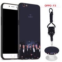 เคสโทรศัพท์ BTS,เคสซิลิโคนนิ่มสำหรับ OPPO F3พร้อมแหวนรูปแบบเดียวกันและเชือก