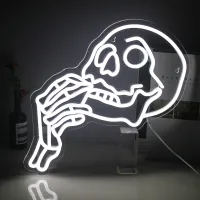 Ineonlife Skull Neon Lights Personalised Gamer Halloween Christmas Atmosphere Decoration Bar Neon Acrylic Luminiso LED Sign