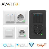 ZZOOI AVATTO Tuya Wifi Light Switch with wall socket  Smart Life APP Control  Smart Wall Switch 1/2/3 Gang Work with Alexa  Home