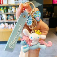 EOCBQI วงล้อหมุน น่ารักน่ารักๆ คุโรมิ แมว KT Cinnamoroll พวงกุญแจตุ๊กตา3D ของขวัญที่ดี ที่ยึดกุญแจรถ จี้ห้อยกระเป๋า