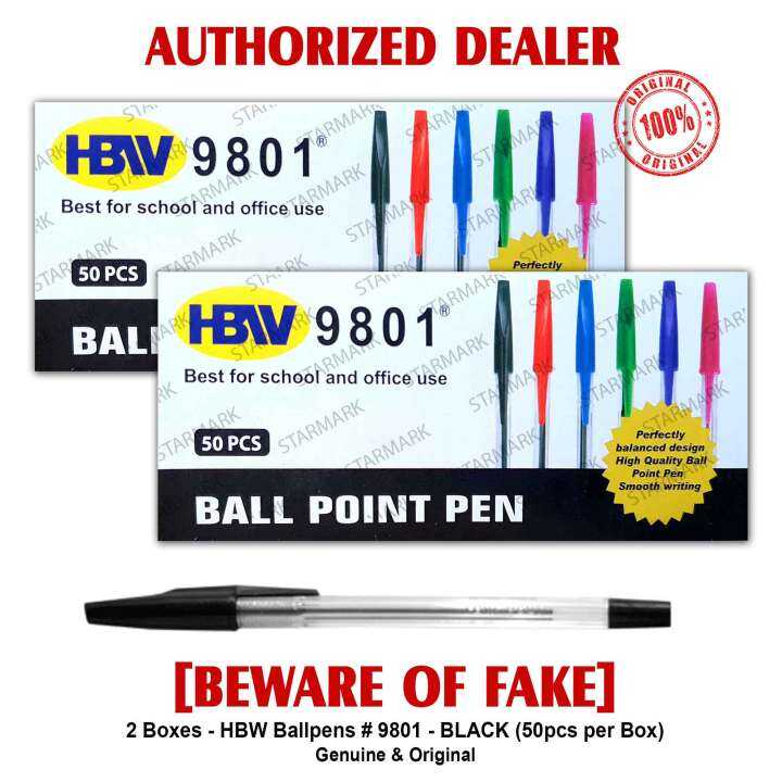 HBW Ballpen 9801 Ballpens BLACK BLUE RED 50 Pcs Per Box Ball Pen Ball ...