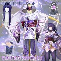 【ใหม่】 Genshin ผลกระทบ Raiden โชกุนเครื่องแต่งกายคอสเพลย์ผ้า Jacquard เครื่องแบบวิกผมอะนิเมะสไตล์จีนชุดฮาโลวีนสำหรับผู้หญิงเกม