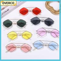 OVERCO ถนน วินเทจ กรอบโลหะ ไม่สม่ำเสมอ การป้องกัน UV400 เฉดสีหญิง กรอบเล็ก แว่นกันแดดทรงเหลี่ยม แว่นกันแดดวินเทจ