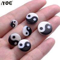 【LZ】 IYOE-Yin Yang Shell Beads para DIY Craft Making Tai Chi Spacer Beads Acessórios de Jóias Branco e Preto 5PCs por lote 8mm 10mm 12mm 15mm