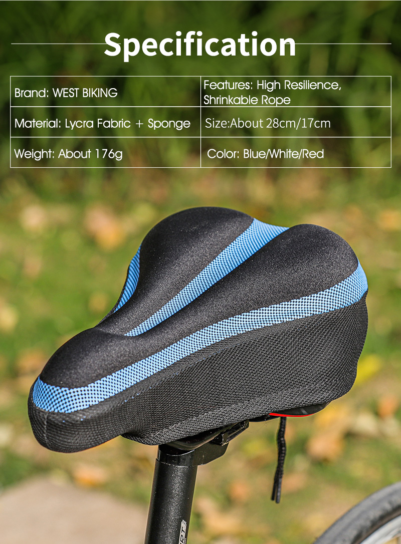 thickened silicone sponge hollow breathable waterproof saddle cover for mountain bikes non-slip bicycle saddle cover with rear pocket WESTLIGHT Comfortable bicycle seat cover exercise bike. 