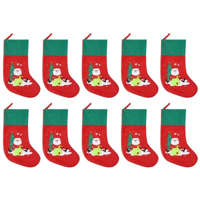 10 Pcs Santa Claus Christmas Socks Stockings Candy Gift Bags for Children Gift Home New Year Xmas Tree Decoration