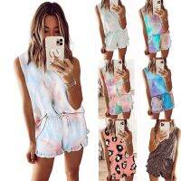 Tie-dye pajamas womens summer 2022 new comfortable and casual sleeveless round neck ladies home suit two-piece set ❤