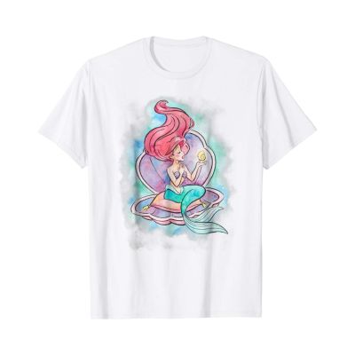 การออกแบบเดิมเสื้อยืดพิมพ์ลาย Disney Little Mermaid Ariel in ShellS-5XL