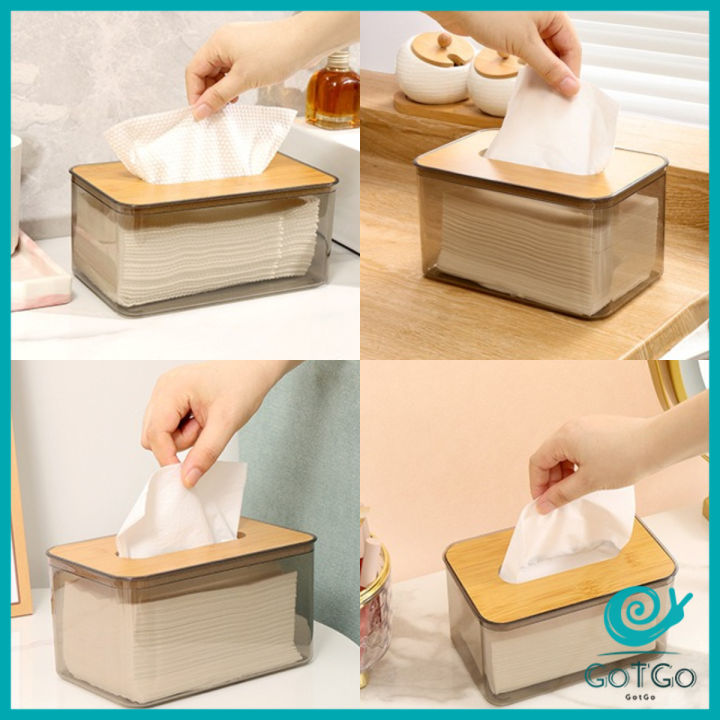 gotgo-กล่องใส่ทิชชู่แบบใส-เก็บทิชชู่-กล่องกระดาษทิชชู่แบบถอดได้-tissue-box
